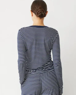 MONROW Stripe Henley NAVYSTRIPE Cheap